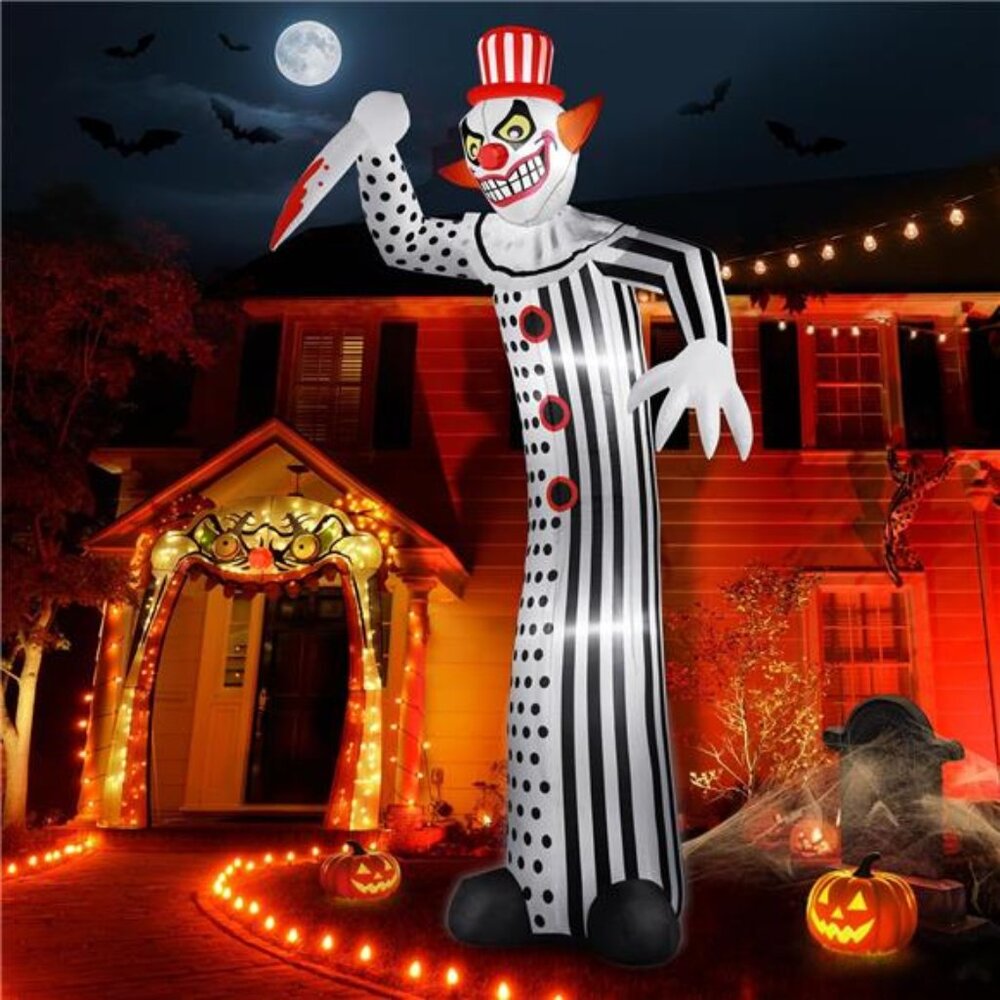 New 12Ft Giant Halloween Inflatables Creepy Clown, Huge Halloween Decorations‎